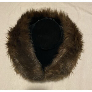 Vtg Detachable Faux Fur Collar Brown Fur Neck Warmer Scarf Wrap Hood Trim 24.5"